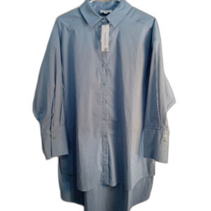 Top Shop Shirt Size 6 New With Tags Blue Button Down W/ Stripes Business Casual